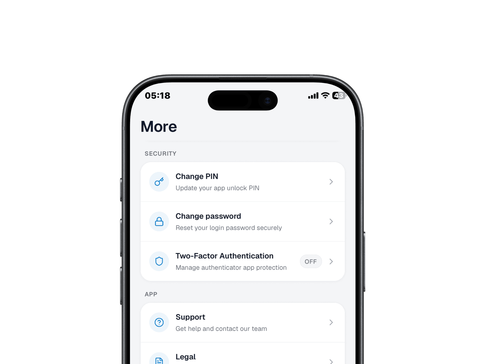 Easner Personal security settings